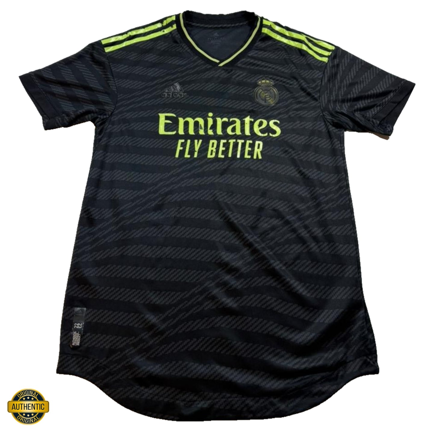 Adidas Real Madrid 22/23 Third Jersey Black Neon Green Men's Size M