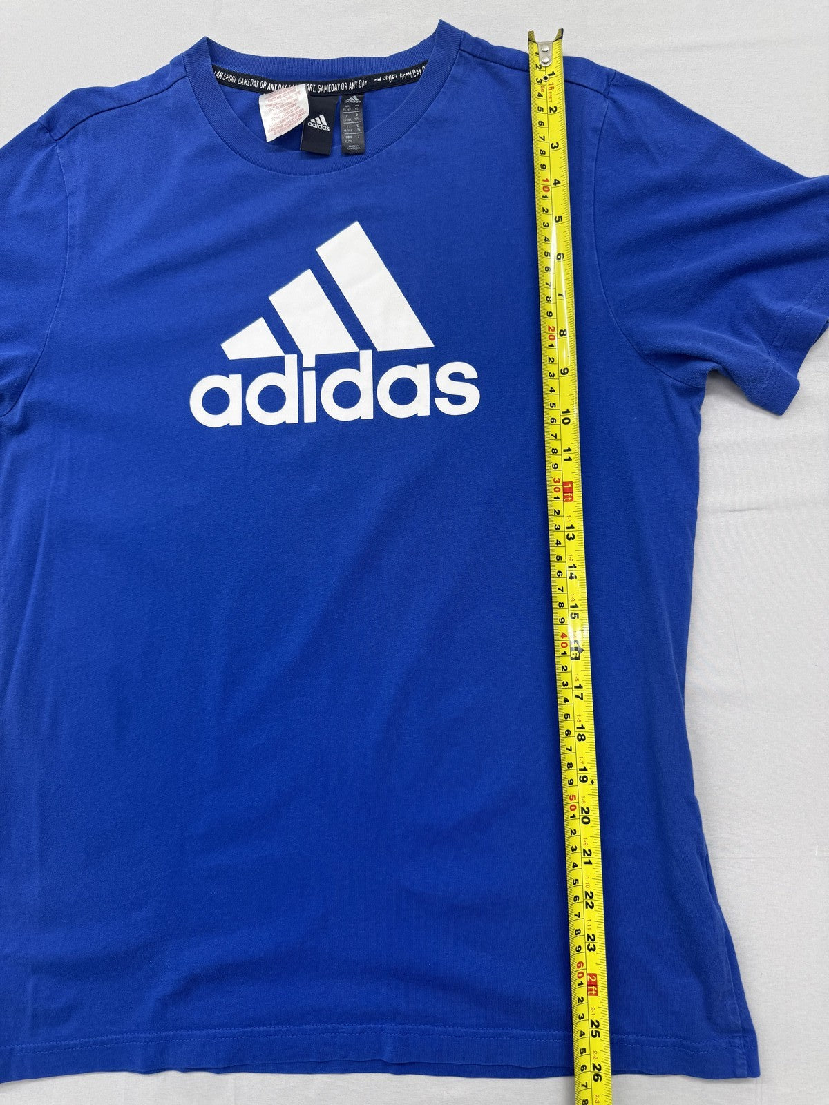 Adidas Men's Blue Logo Cotton T-Shirt XL Regular Fit Short Sleeve