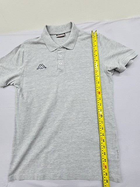 Kappa Men's Grey Polo Shirt Medium Short Sleeve Cotton Embroidered