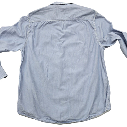 Napapijri Men's Blue White Pinstripe Cotton Shirt XL