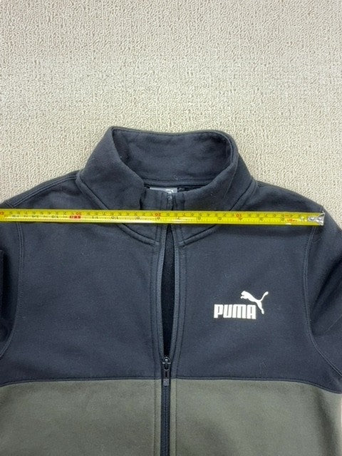 Puma Men's XS Navy Green Color Block Full Zip Fleece Hoodie