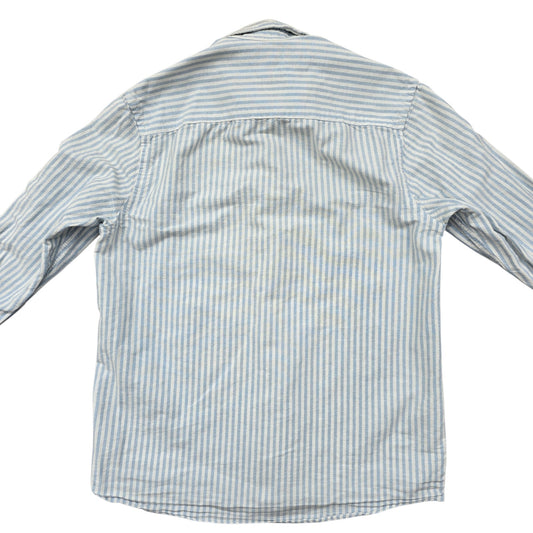 H&M Boys Light Blue Striped Cotton Long Sleeve Button-Up Shirt XS