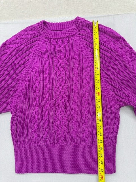 Lauren Ralph Lauren Purple Cable Knit Cotton Crewneck M Pony NWT