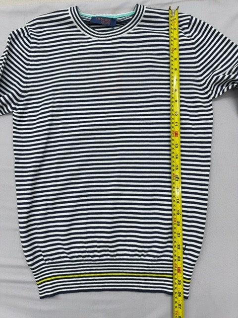 Trussardi Jeans Men's Navy White Striped Crewneck Cotton Sweater L Italy
