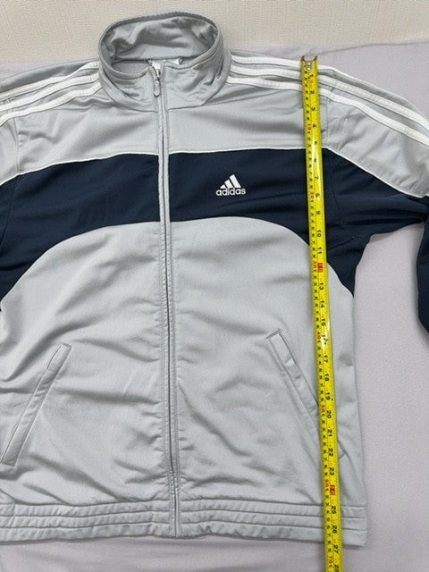 Adidas Unisex XL Grey/Navy 3-Stripes Track Training Jacket