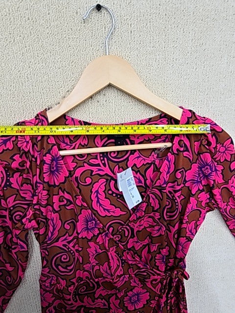 River Island Pink Floral Midi Dress Petite Size 6 Long Sleeve