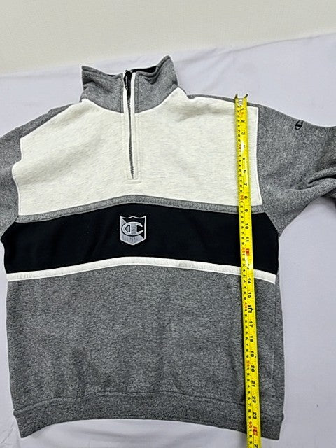 Champion Grey Half-Zip Hoodie Men's S Fleece Mock Neck Regular Fit