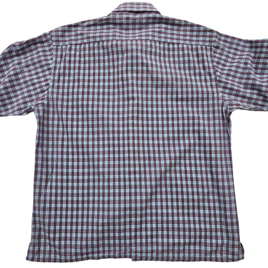 Lacoste Men's Burgundy Plaid Short Sleeve Shirt Vintage M