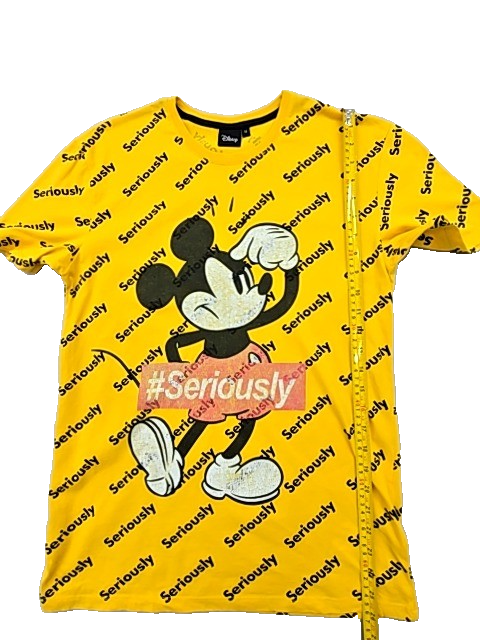Disney Mickey Mouse Yellow M Short Sleeve 100% Cotton Tee
