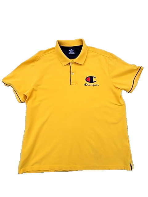 Champion Men's Yellow Polo Shirt – Size L, Short Sleeve