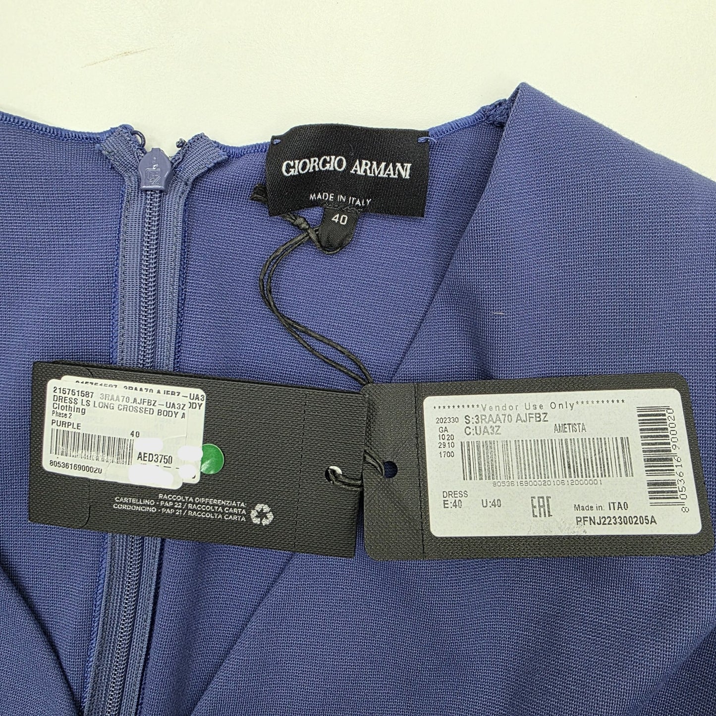 Giorgio Armani Draped Shoulder Jersey Midi Purple Dress Eu 40 (M) BNWT