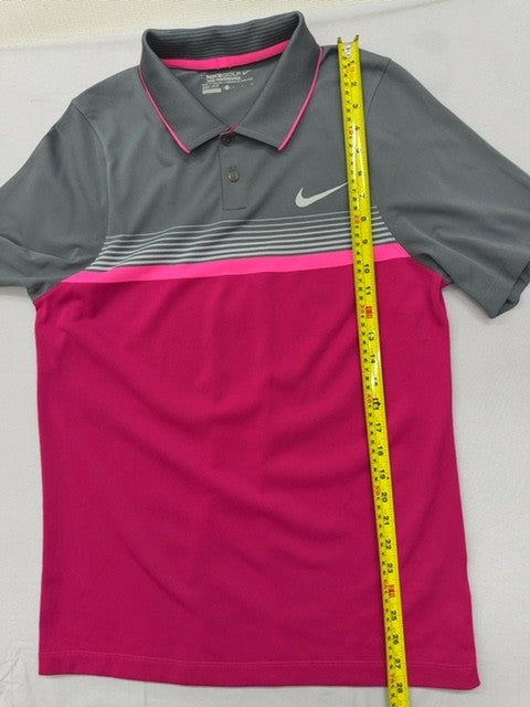Nike Tour Performance Golf Polo Grey/Pink Stripe S Dri-FIT NWT