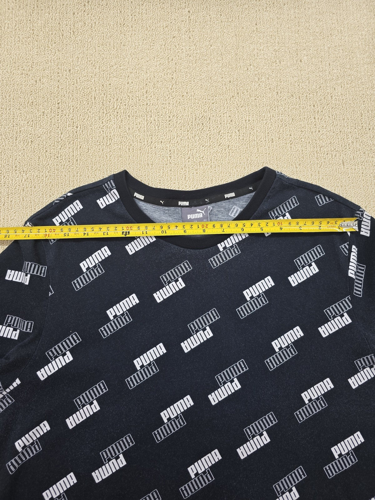 Puma Men's XL Black Brand Love All-Over Logo Print T-Shirt Cotton