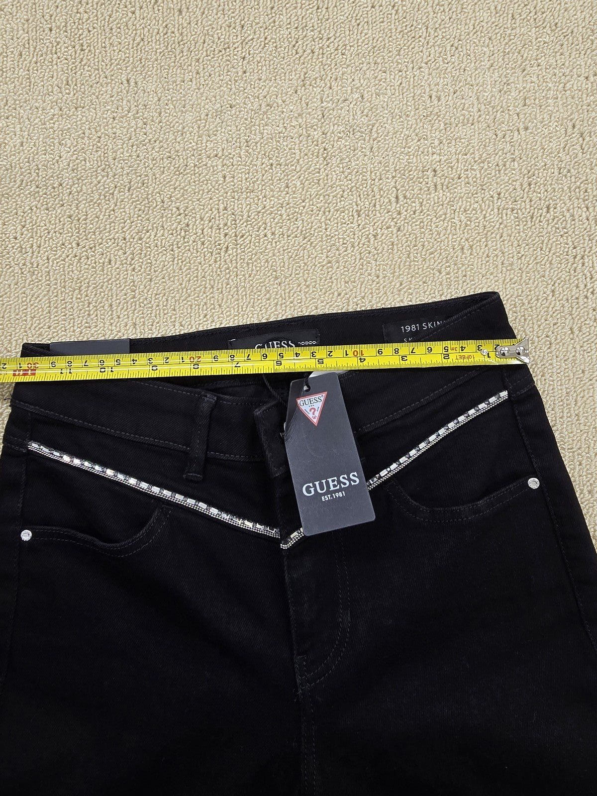 Guess 1981 Skinny High Waist Activewear Pants Black Sz 24 NWT