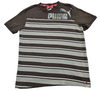 Puma Men's Brown T-Shirt – Size M, Striped, Short Sleeve