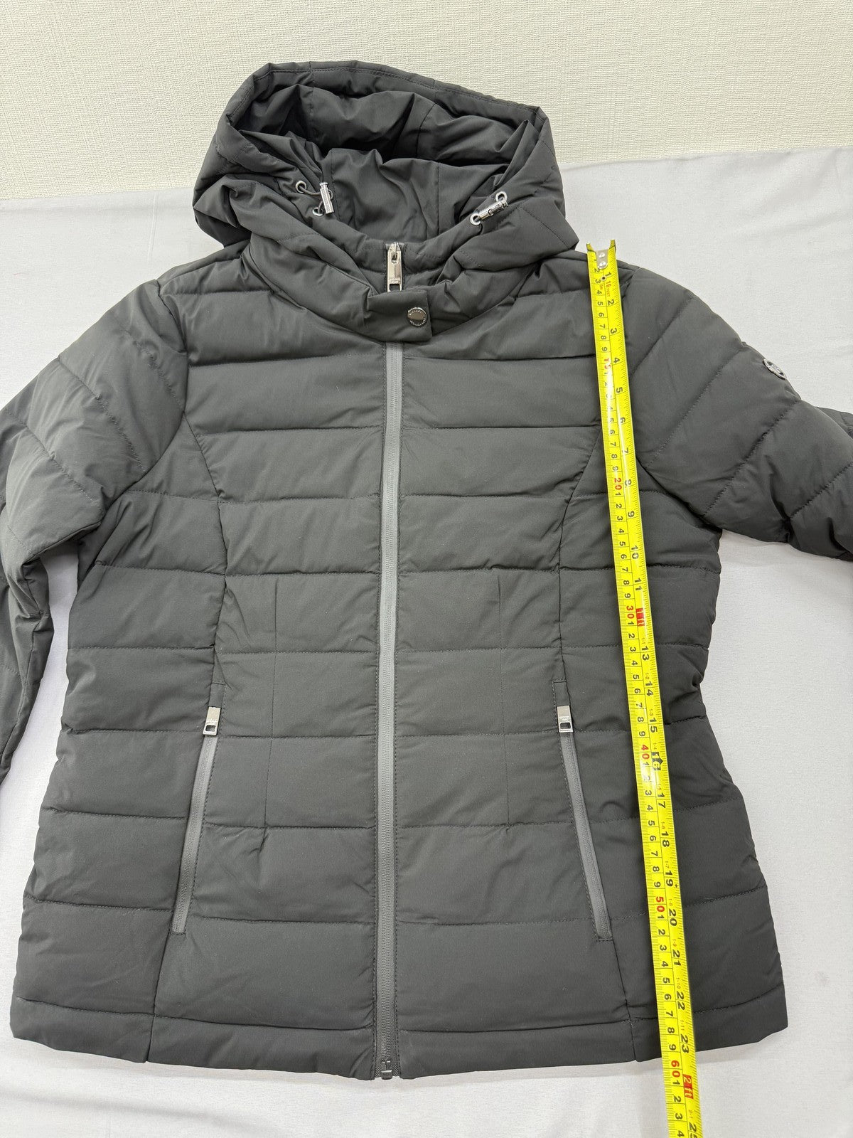 Michael Kors Black Puffer Jacket M Hooded Lightweight Quilted Zip