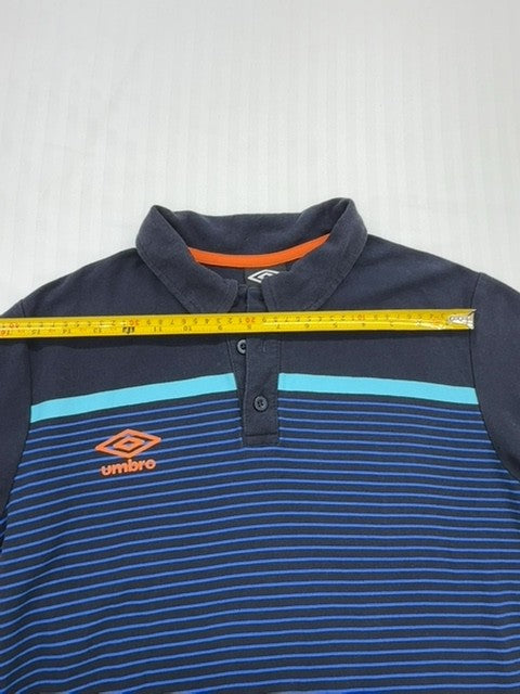 Umbro Men's Navy Blue Striped Polo Shirt Size S Cotton