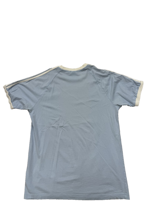 Adidas Men's Blue T-Shirt – Size L, Striped, Crew Neck