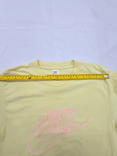 Nike Yellow Logo Cotton Crewneck T-Shirt Men's L Vintage