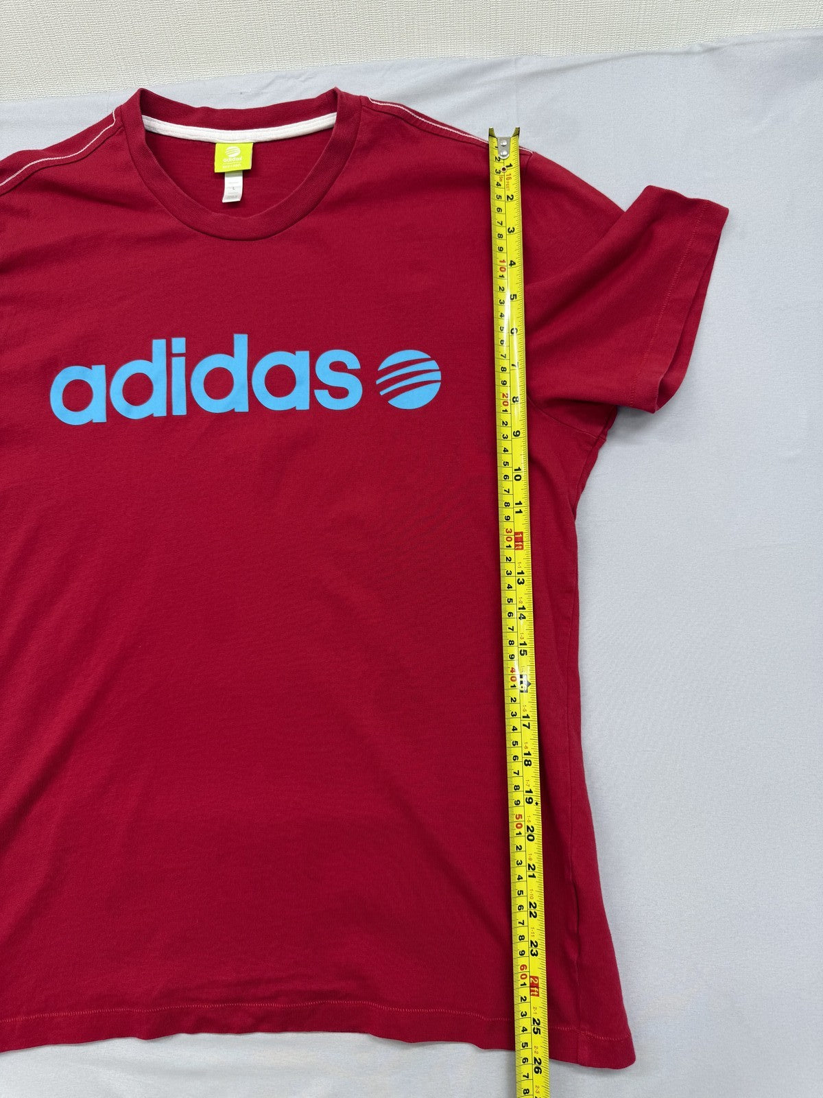 Adidas Neo Logo Graphic Red Cotton T-Shirt Men's L