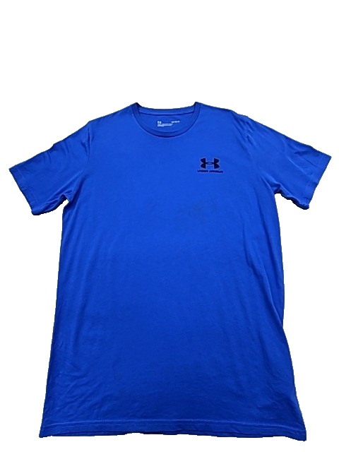 Under Armour Men's Blue T-Shirt – Size M, Logo, Short Sleeve