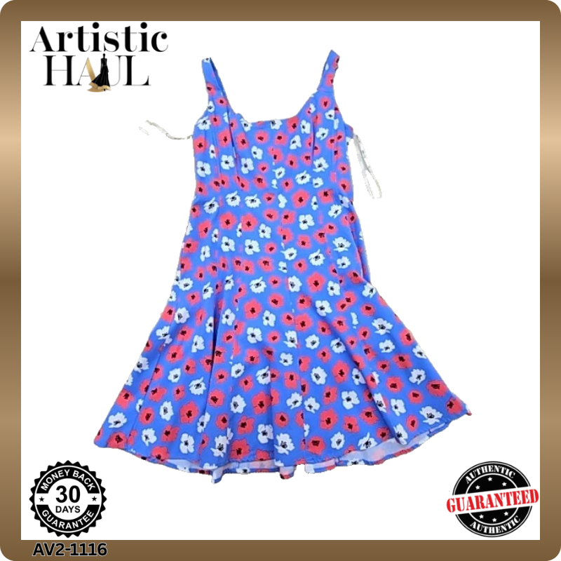Anne Klein Blue Floral Fit & Flare Mini Dress Size 10
