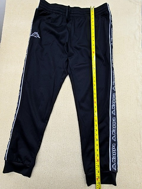 Kappa Men's Black Track Pants XXL Tapered Drawstring 100% Polyester