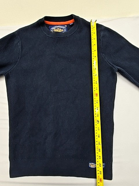 Superdry Men's Navy Cable Knit Crewneck Jumper Medium Regular Fit