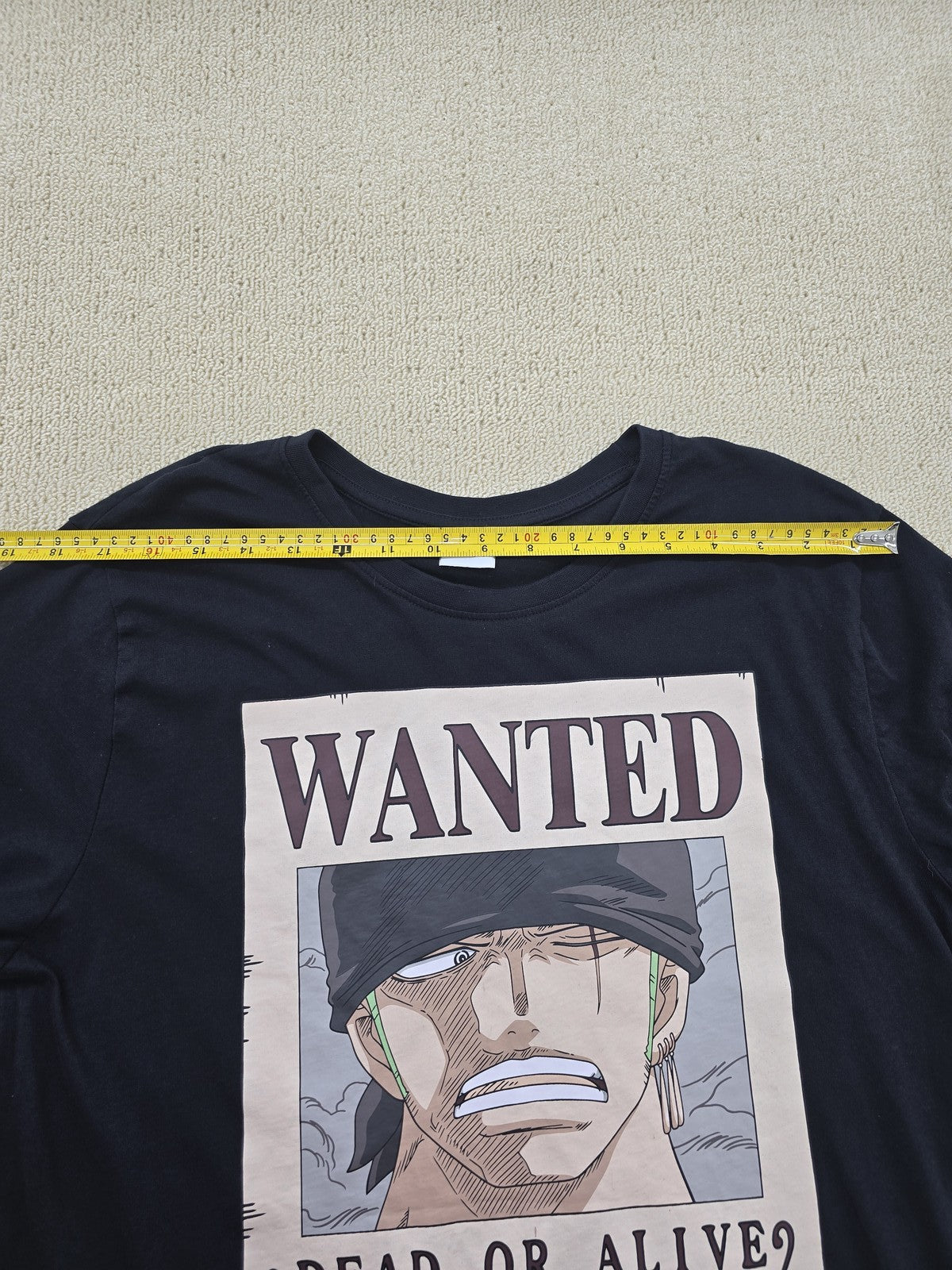 One Piece Roronoa Zoro Wanted Poster Graphic Black Men's L T-Shirt