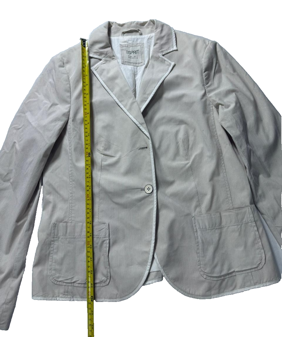 Classic Blazer Coat Beige Striped Men's - Size 12