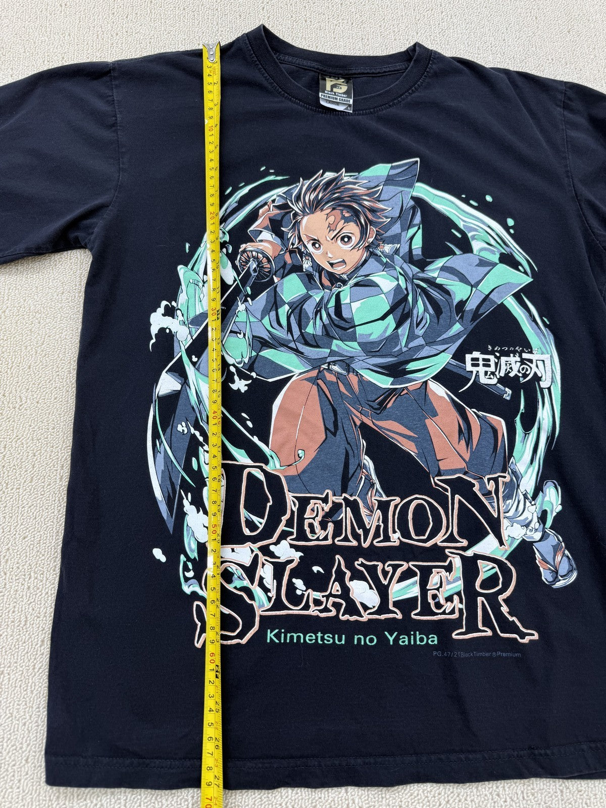 Black Timber Men's Tanjiro Anime Graphic T-Shirt Large Black Cotton
