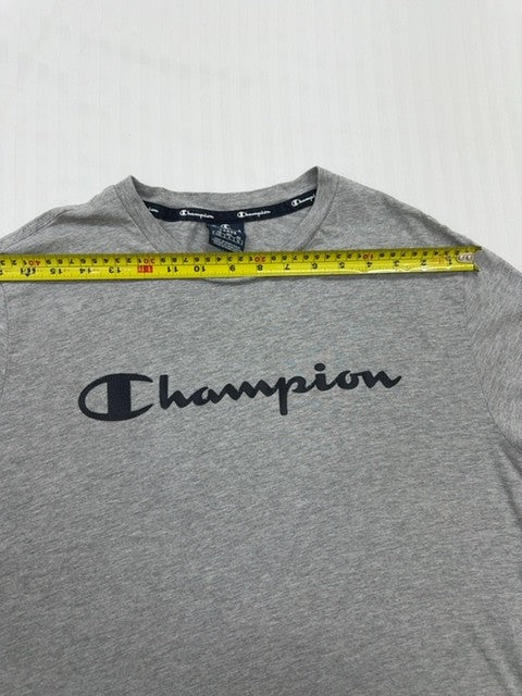 Champion Men's Light Gray Heather Script Logo T-Shirt Large
