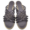 Giorgio Armani Black Leather Golden Trim Flat Sandals With Rings Size 39