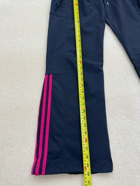 Adidas Women's Navy Track Pants Pink Stripes Side Pockets Size M
