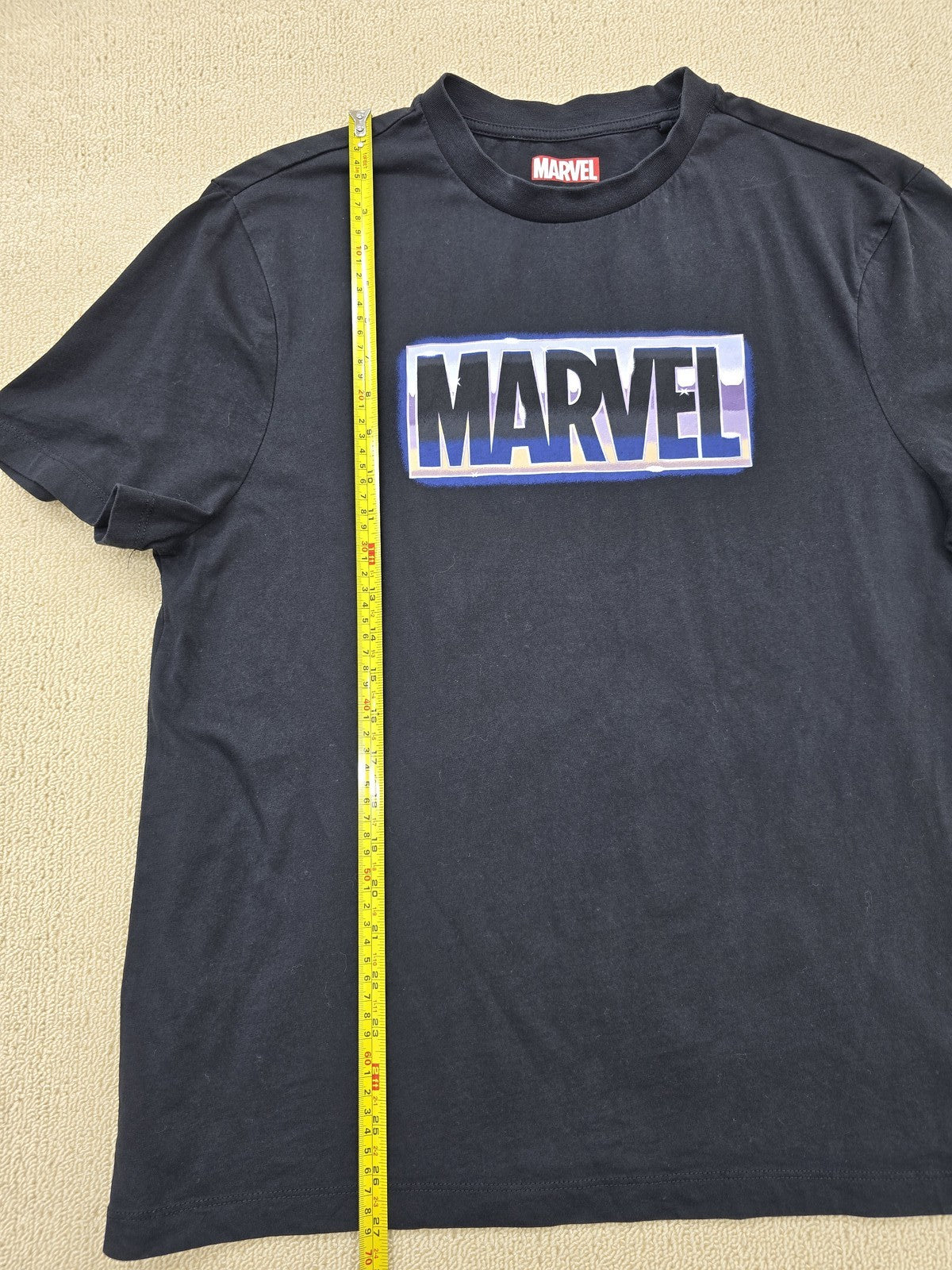 Primark Marvel Black Cotton T-Shirt XL Men Short Sleeve Logo Crew