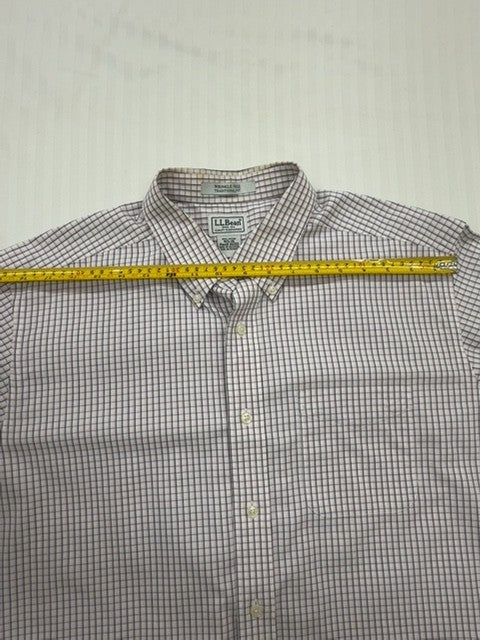 L.L.Bean Men's Gray Gingham Check Cotton Oxford Dress Shirt 161⁄2-35