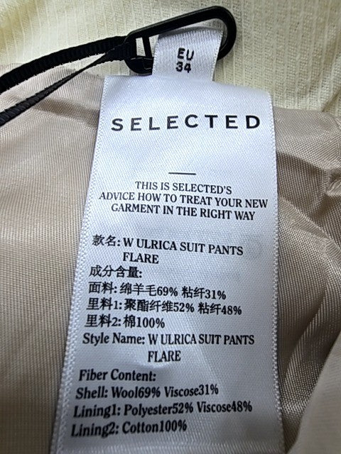 Selected Femme Taupe Flared Tailored Polyester Blend Women's Pants