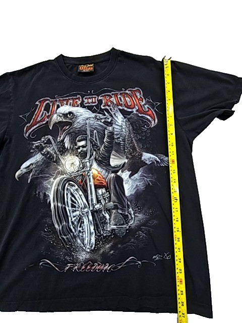 Reckless High Definition Men's Black Motorcycle Wings T-Shirt XL