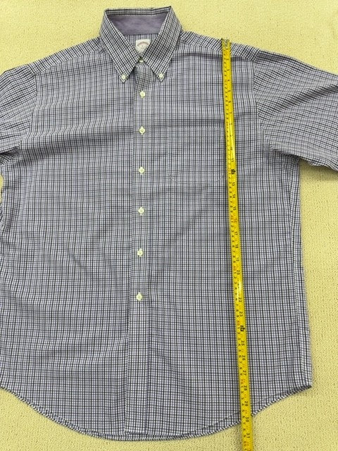 Brooks Brothers Purple Plaid Non-Iron L Long Sleeve Cotton Dress Shirt