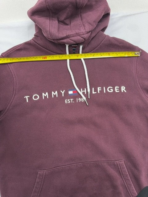 Tommy Hilfiger Men's Burgundy Organic Cotton Hoodie M Relaxed Fit