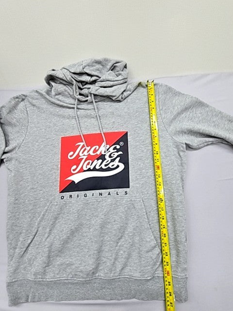 Jack & Jones Men's Oversized Grey Hoodie XL Originals Cotton Blend
