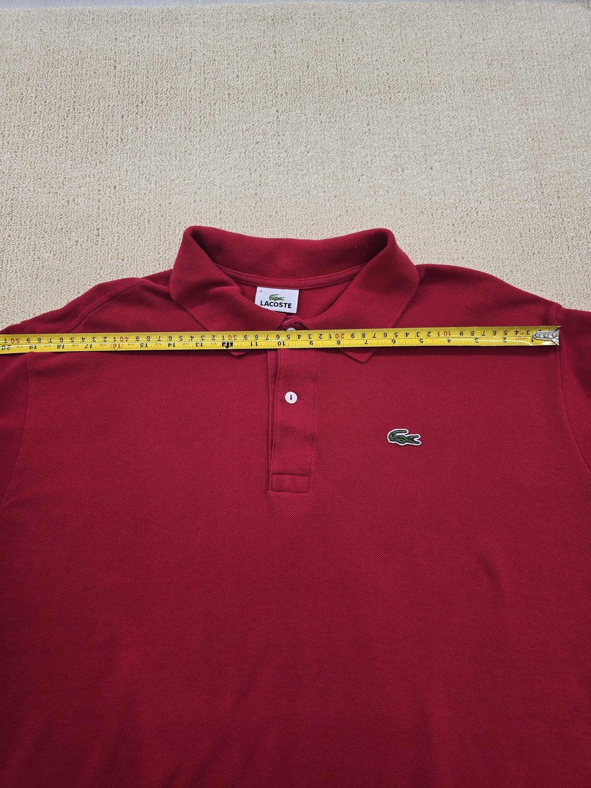 Lacoste Red Men's Short Sleeve Polo Shirt Size 8 Croc Logo Pique