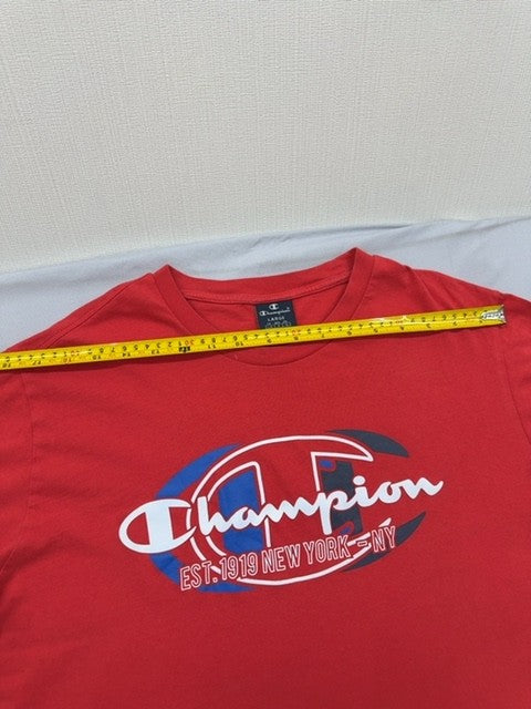 Champion Men's Red Short Sleeve T-Shirt L Crewneck 100% Cotton 21135