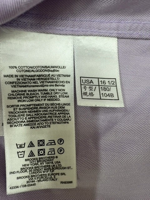 Brooks Brothers Men's Light Purple Regent Fit Dress Shirt 16.5-34/35