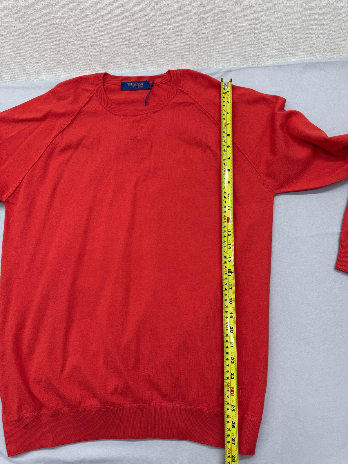 Trussardi Jeans Men's Red Cotton Pullover Sweater XXL Italy Raglan