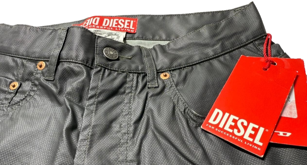 Diesel Women's Trousers Black Coated Cotton Regular Fit Size 27