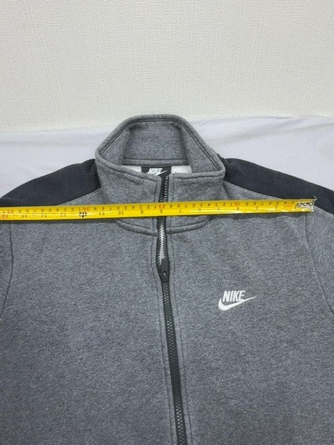 Nike Men's L Grey Full-Zip Fleece Hoodie Swoosh Long Sleeve