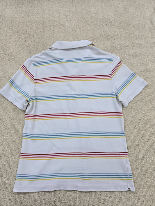 Lacoste Classic White Striped Cotton Pique Polo Men Sz 4 Short Sleeve