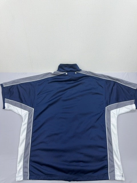 Vintage Adidas Men's Navy Jacket – Size M, Striped, Short Sleeve – Ref 32FE2