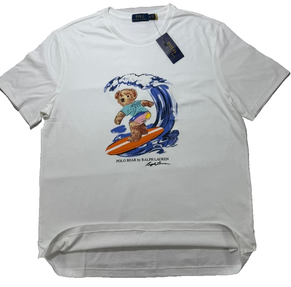 Polo Ralph Lauren Men Polo Bear Surfing Crew Neck T-Shirt White | XL